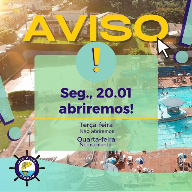 Nessa segunda, 20/01, estaremos abertos!